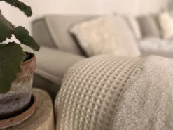 Eenpersoonsdeken Wafel/Teddy Oslo Natural/Pebble