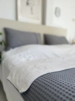 Eenpersoonsdeken Wafel/Teddy Oslo Steel Grey/Pebble