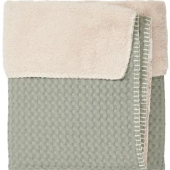 Eenpersoonsdeken Wafel/Teddy Oslo Shadow Green/Soft Sand
