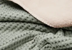 Eenpersoonsdeken Wafel/Teddy Oslo Shadow Green/Soft Sand